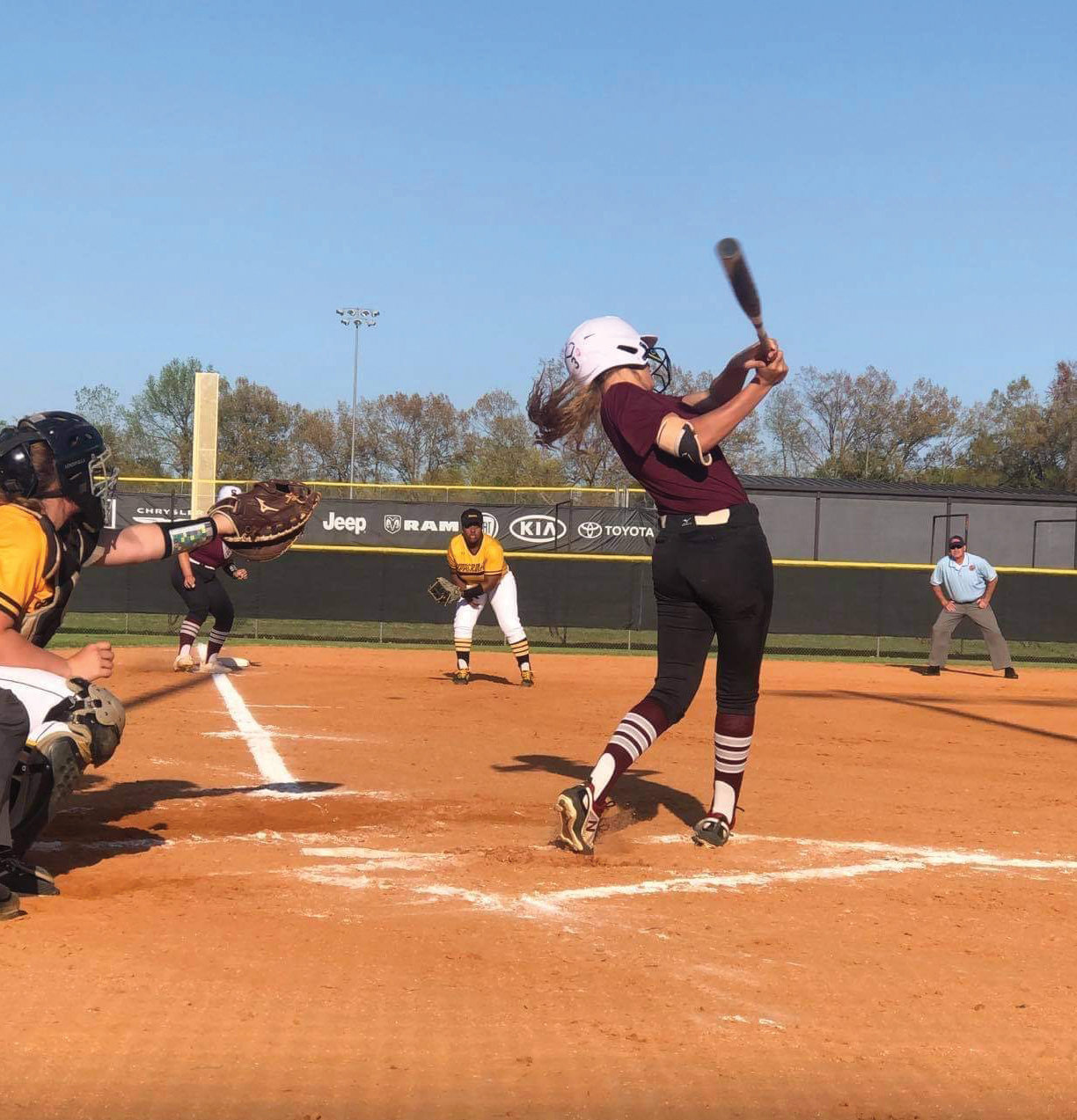 Caydra Parker recorded a hit in each of the four innings during the White County High School Warriorette softball game against Stone Memorial.